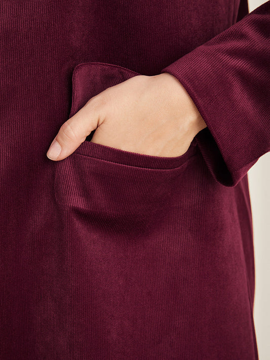 Solid Corduroy Flap Pocket Button Up Blazer