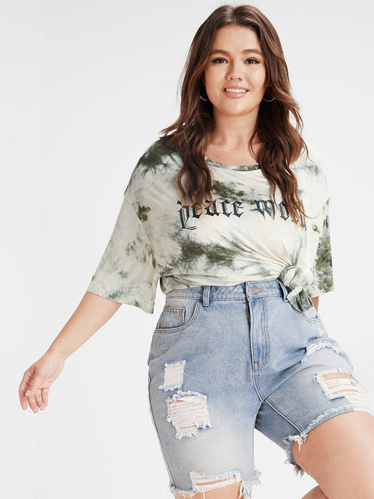 Tie Dye Print Loose Stretchy T-shirt