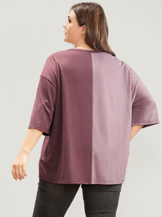 Halloween Skeleton Print Colorblock Contrast  T-shirt