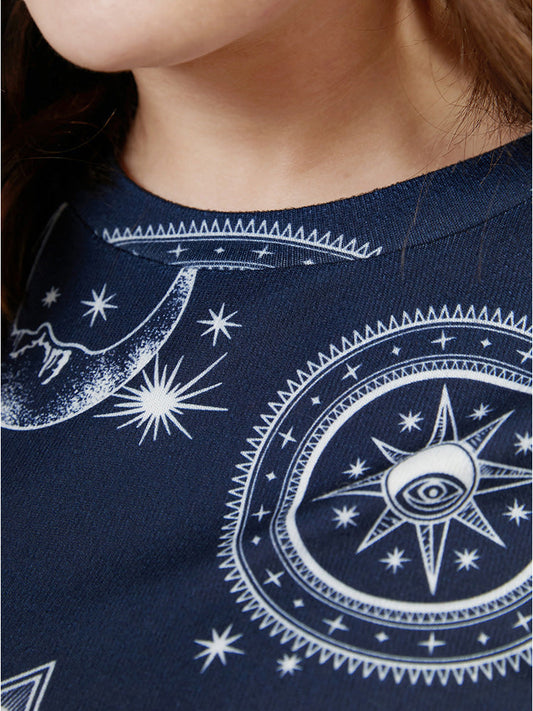 Moon And Star Round Neck Sleep Top
