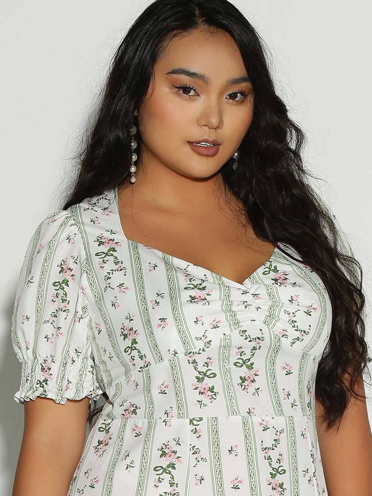 Ditsy Floral Frill Sleeve Dress