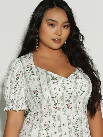 Ditsy Floral Frill Sleeve Dress