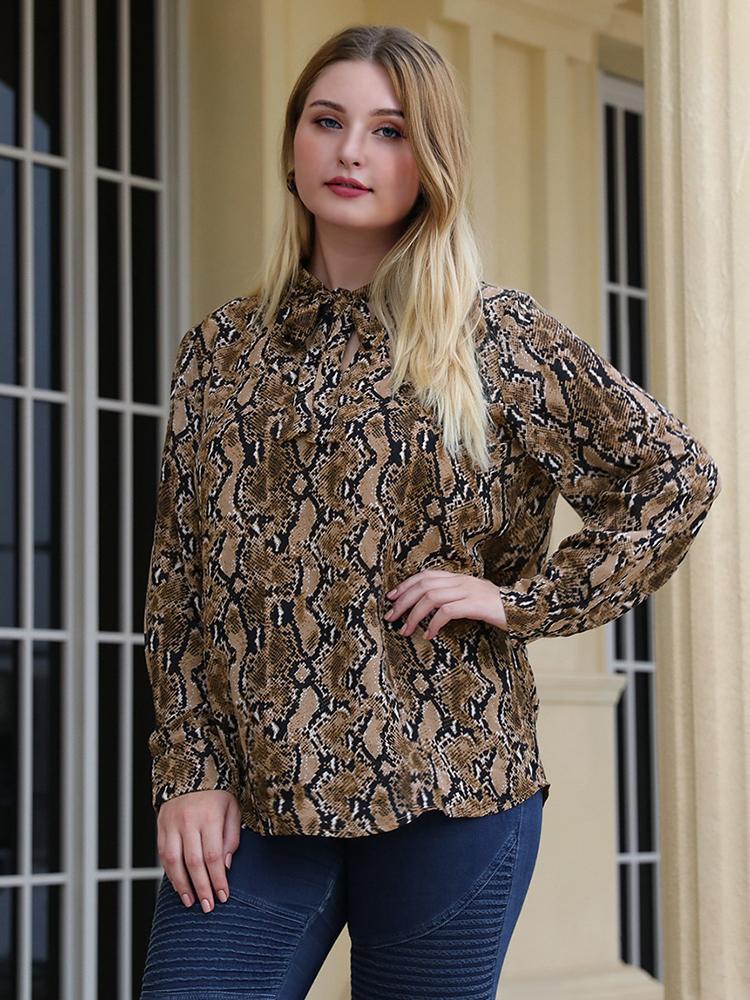 Animal Printed Bow Tie Blouse