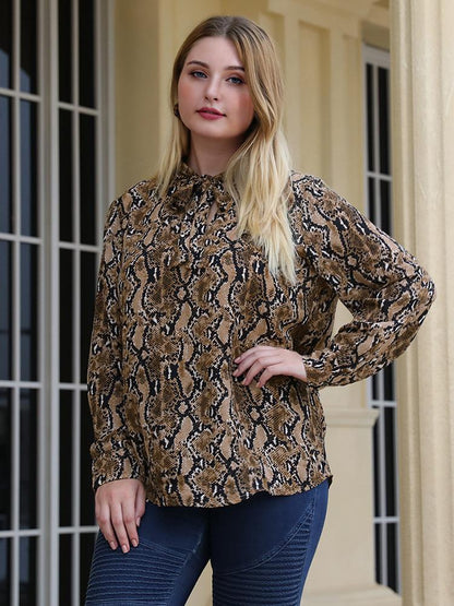 Animal Printed Bow Tie Blouse