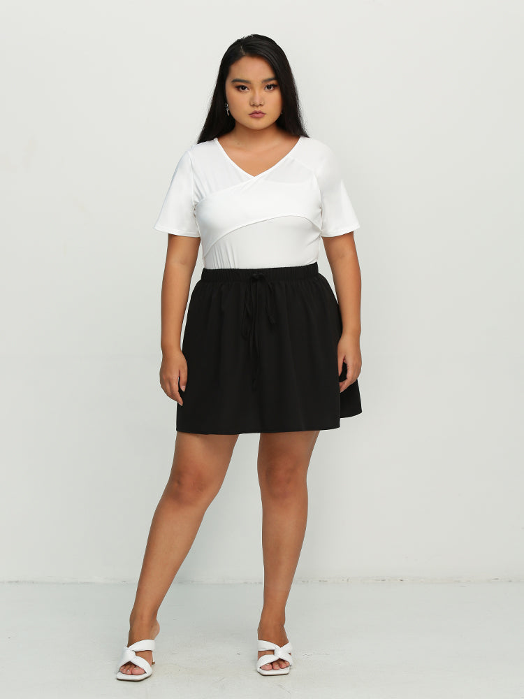 Basic Solid Pull-On Mini Skirt