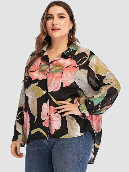 Floral Printed Long Sleeve Lapel Shirt