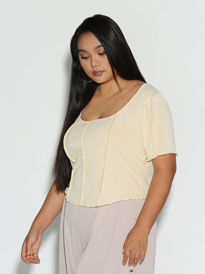 Stitch Wave Trim Sleeve Top