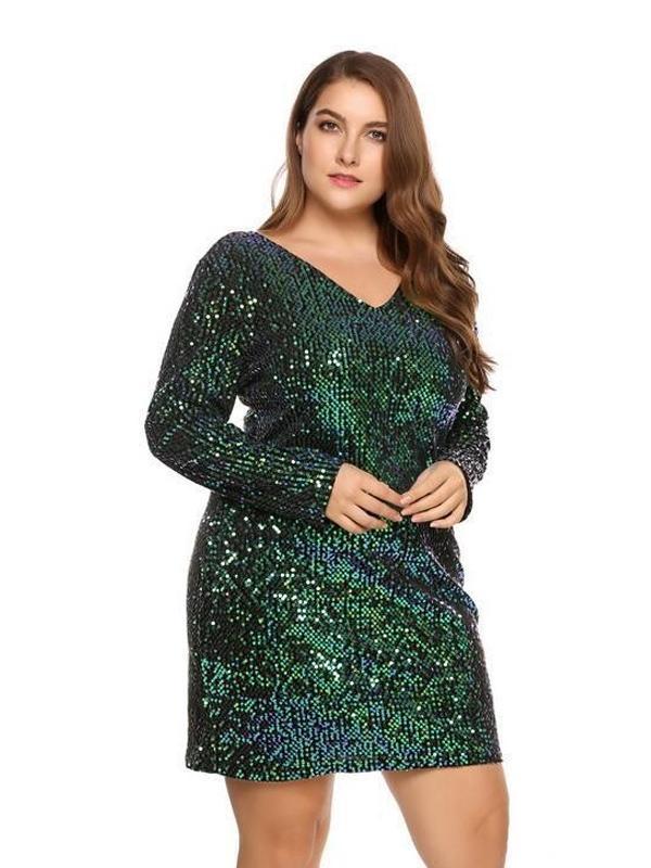 Sequin V-neck Party Dress