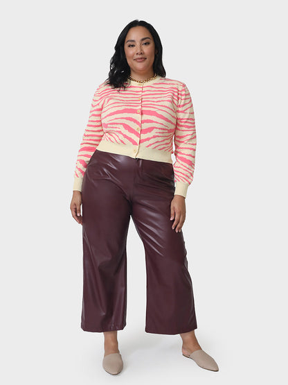 Tiger Grain Button Patchwork Sweater