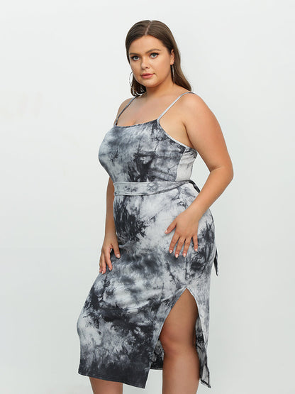 Tie Dye Belted Cami Dress