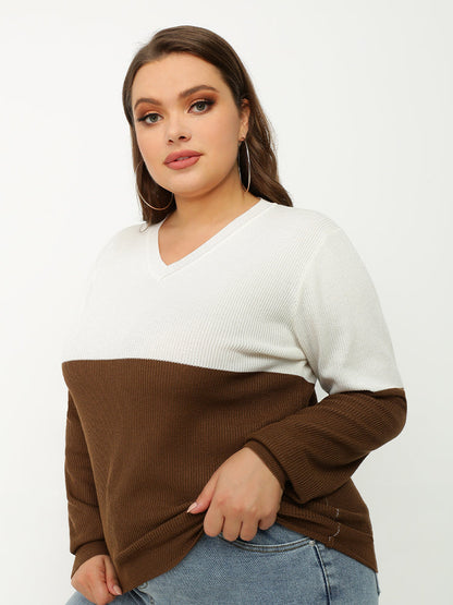 Color Block V-neck Sweater