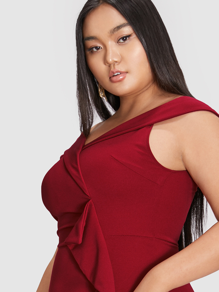 Ruffles Fishtail Split Bodycon Dress