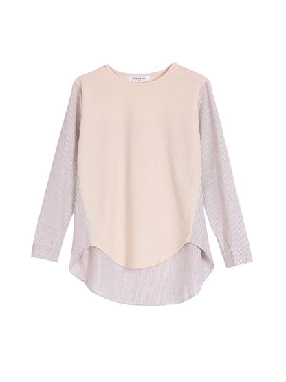 Stripe Patchwork Round Neck T-shirt