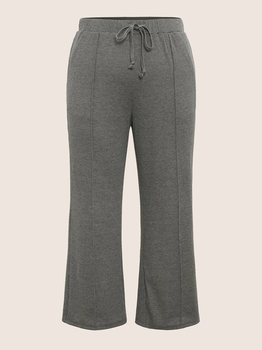 Plisse Drawstring Pocket Wide Leg Pants