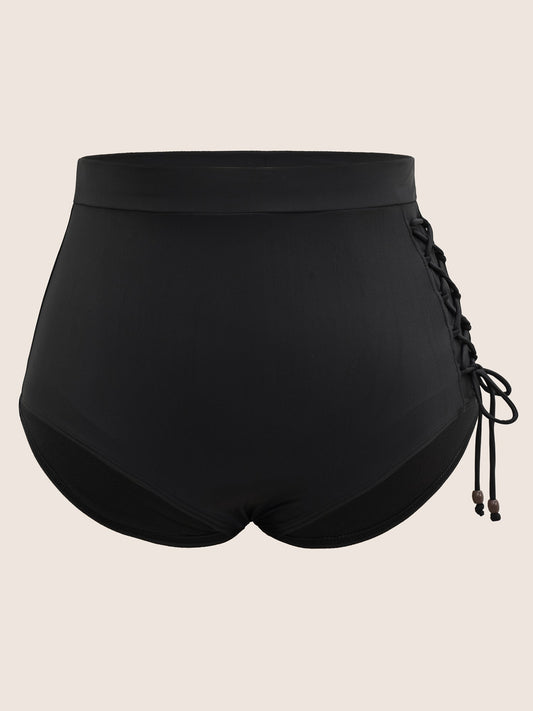 Plain Lace Up Side High Rise Swim Bottom