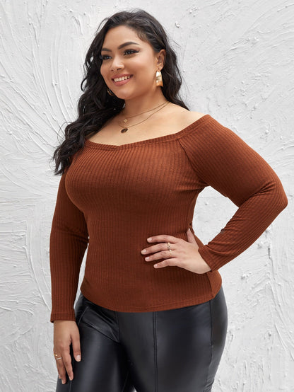 Off Shoulder Rib-knit Tee