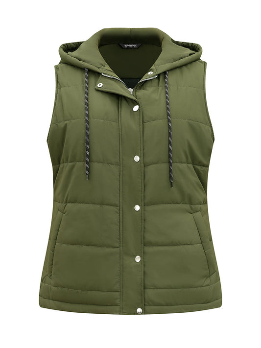 Plain Button Up Zipper Padded Vest