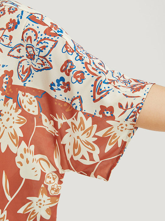 Bandana Print Open Front Split Hem Kimono