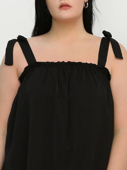 Knotted Shoulder Frill Dress
