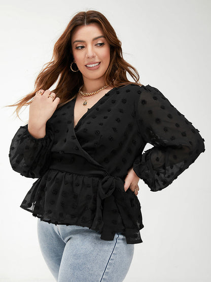 Solid Ties V Neck Blouse