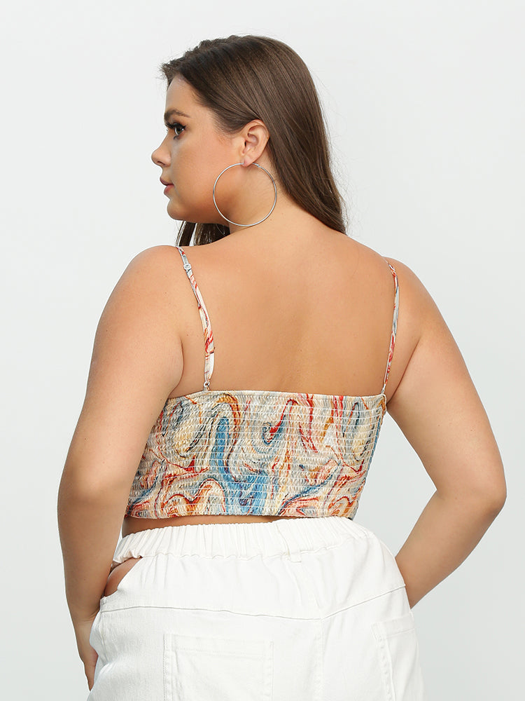 Tie Dye Twisted Painting Ruched Top