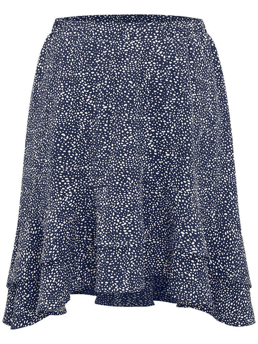Allover Print Pocket Ruffle Layered Hem Skirt