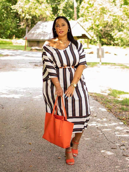 Striped Half Sleeve Dress