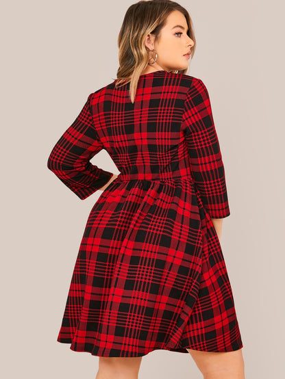 Plaid Flared Dress