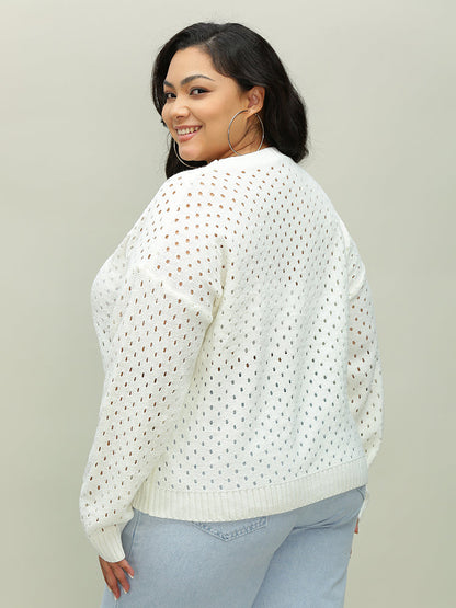 Cutout Open Round Neck Sweater