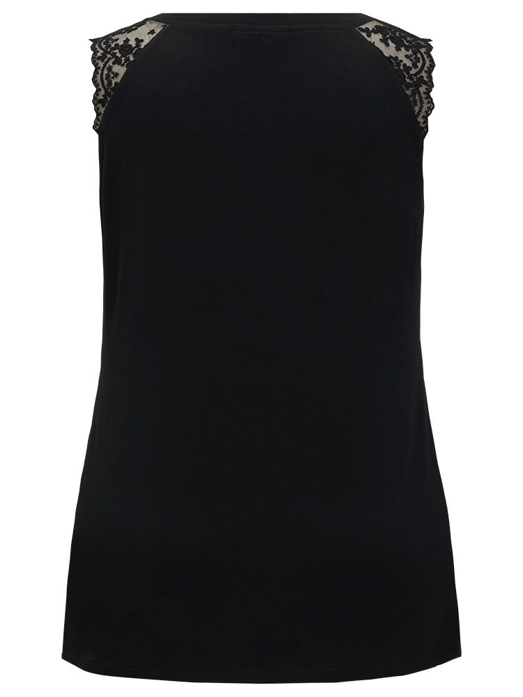 Supersoft Essentials Solid Lace Mesh Panel Tank Top