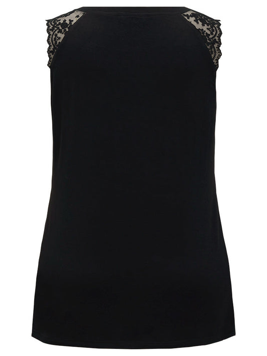 Supersoft Essentials Solid Lace Mesh Panel Tank Top