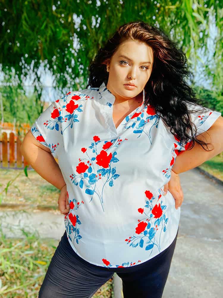 Cuffed Sleeve Floral Top