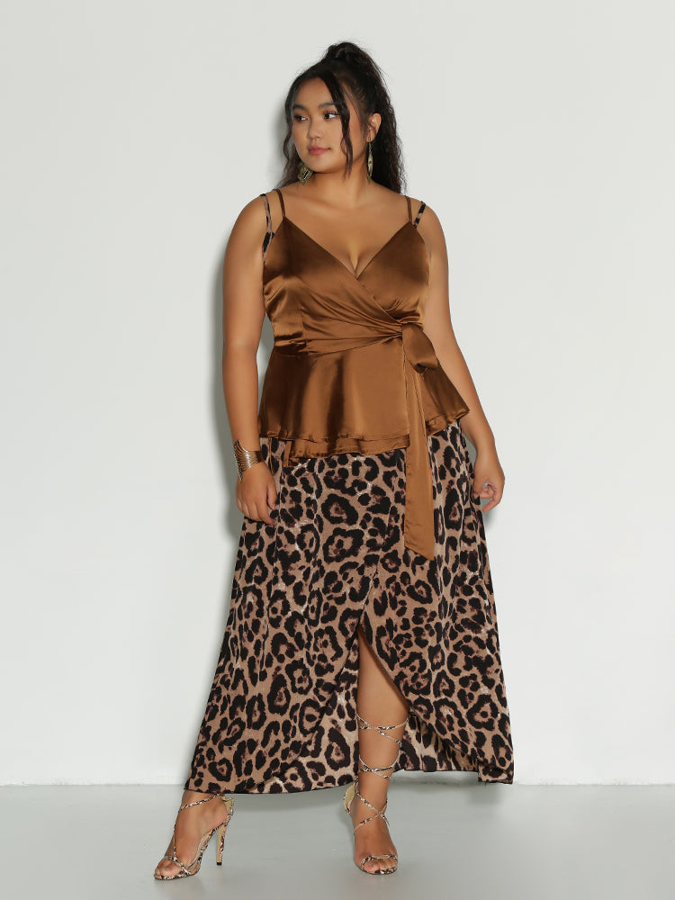 Bowknot Waist Ruffle Hem Top