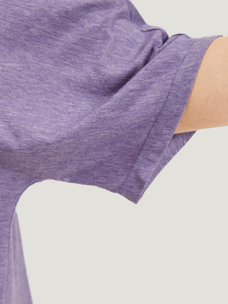 Solid Heather Keyhole Neck Dolman Sleeve T-shirt