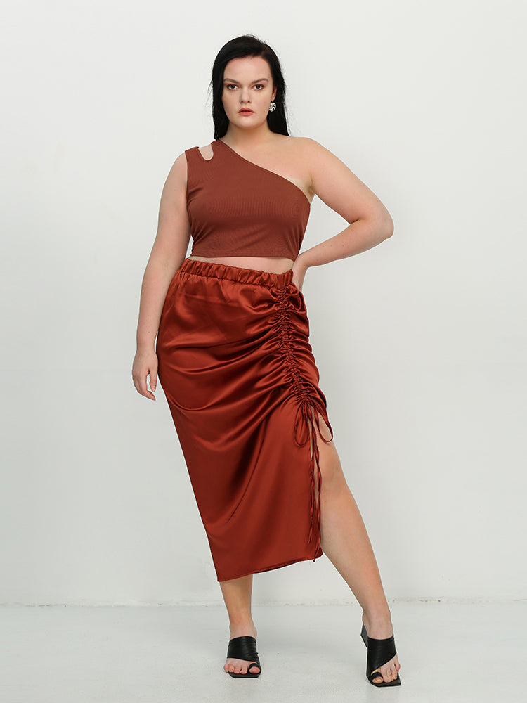 Cut Out One Shoulder Crop Top