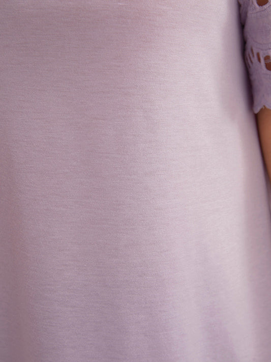 Plain Scalloped Trim Notched Frill Trim Cut Out T-shirt