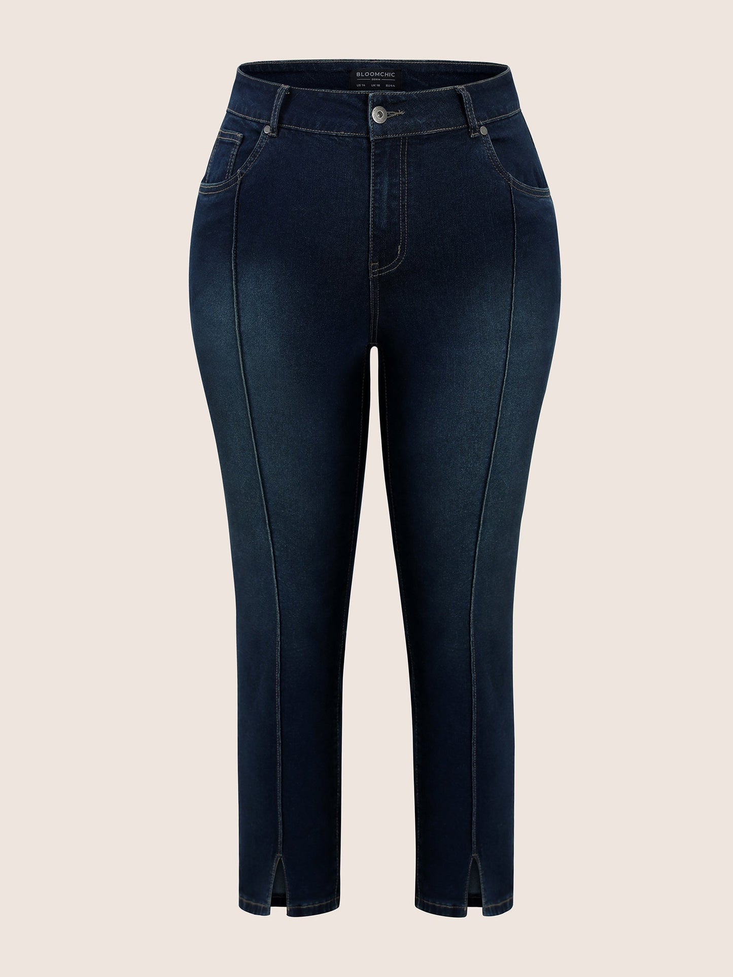 Straight Leg Seam Detail Split Hem Jeans