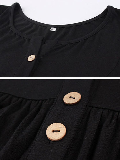 Hollow Out Button Collar Top