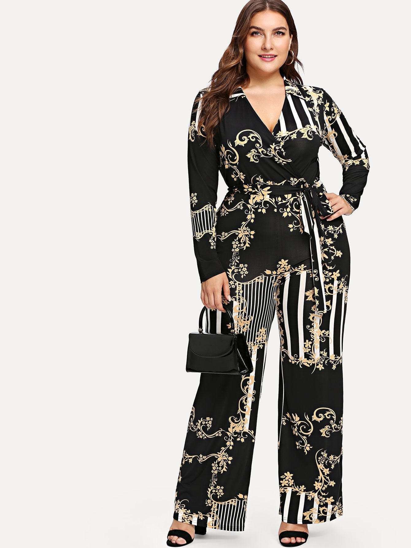 Scarf Print Wrap Palazzo Jumpsuit