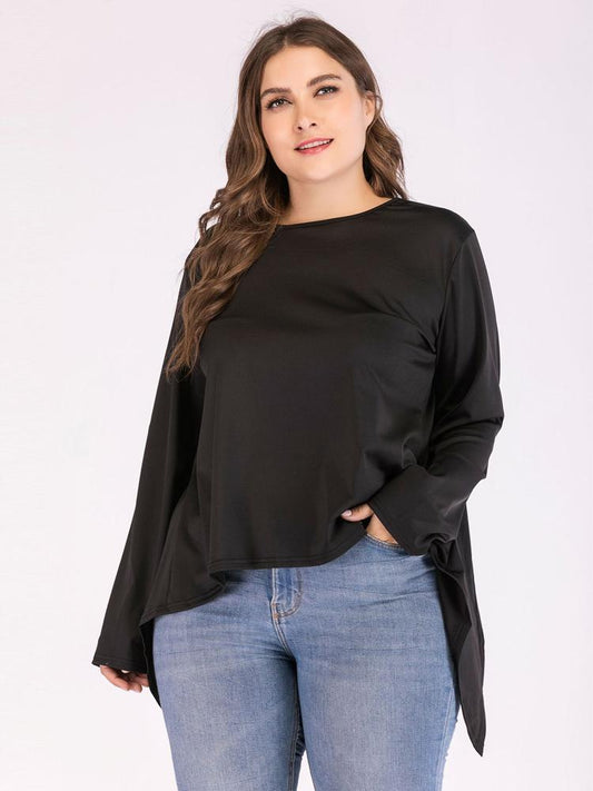 Solid Color Irregular Hem Split Backless T-shirt