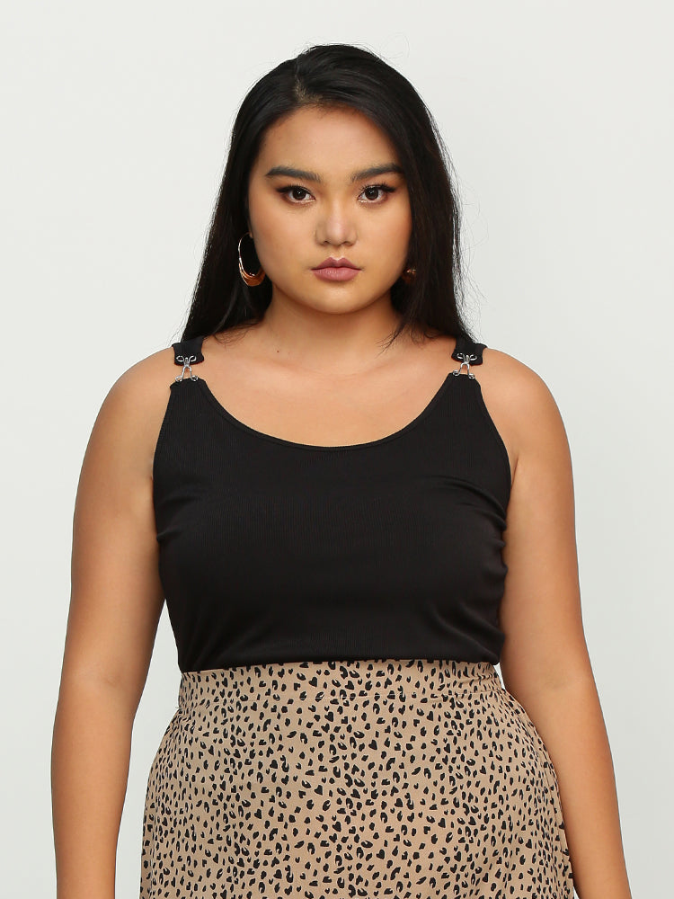 Buckle Shoulder Sleeveless Crop Top