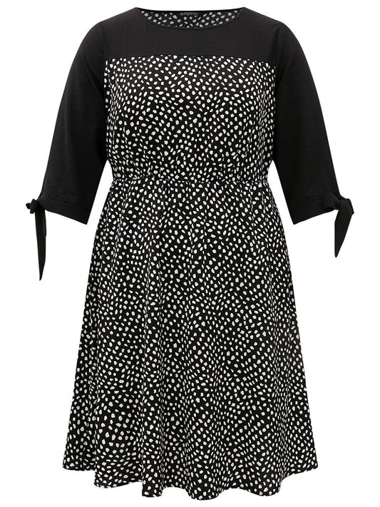 Geometric Graphic Patchwork Knot Cuffs Dress