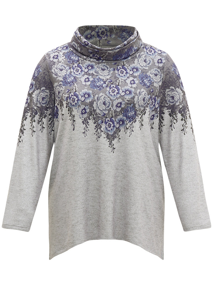 Boho Print Mock Neck T-shirt