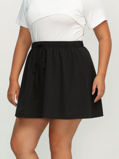Basic Solid Pull-On Mini Skirt