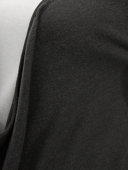 Solid Cowl Neck Drop Shoulder Long Tee