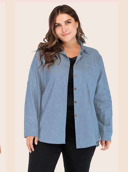 Denim Single Breasted Lapel Shirt