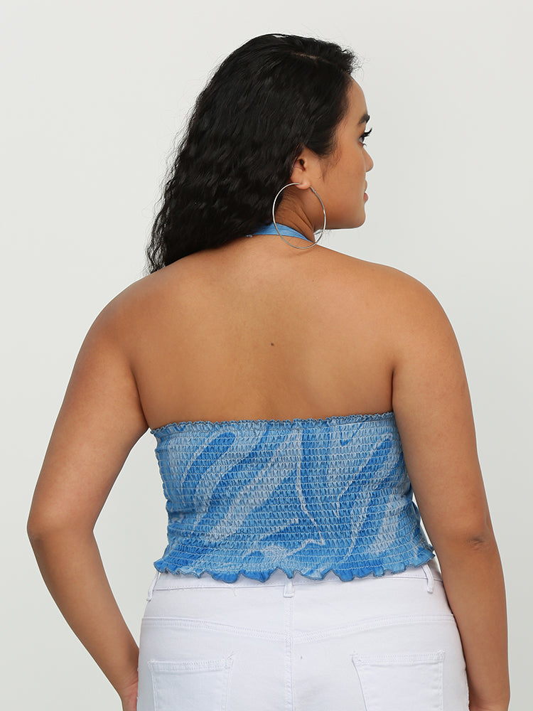 Water Ripple Knotted Crop Top