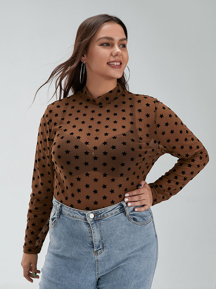 Polka Dot Mesh Printing Regular T-shirt