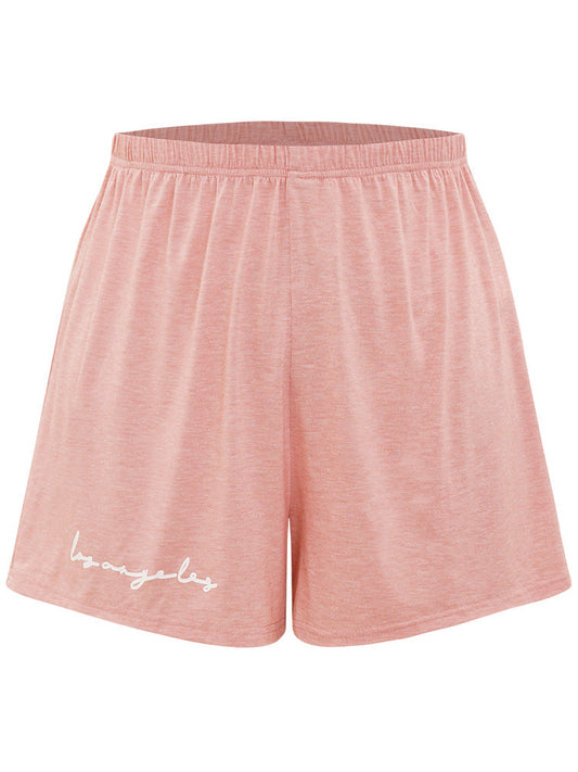 Letter Print Elastic Waist Sleep Shorts