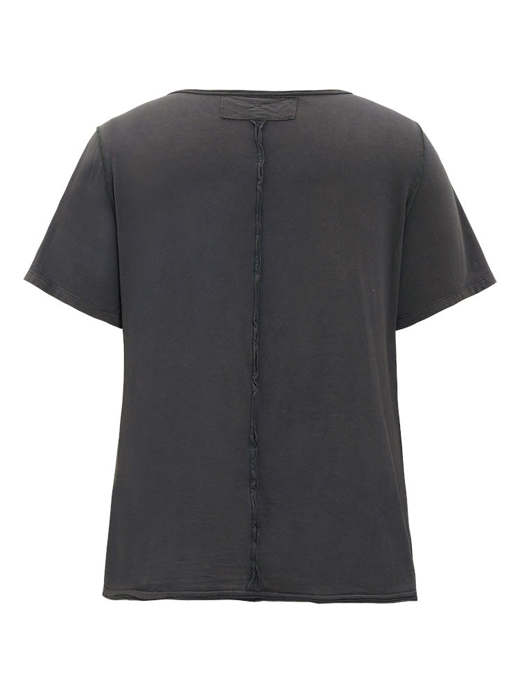 Plain Patched Detail Drop Shoulder T-shirt